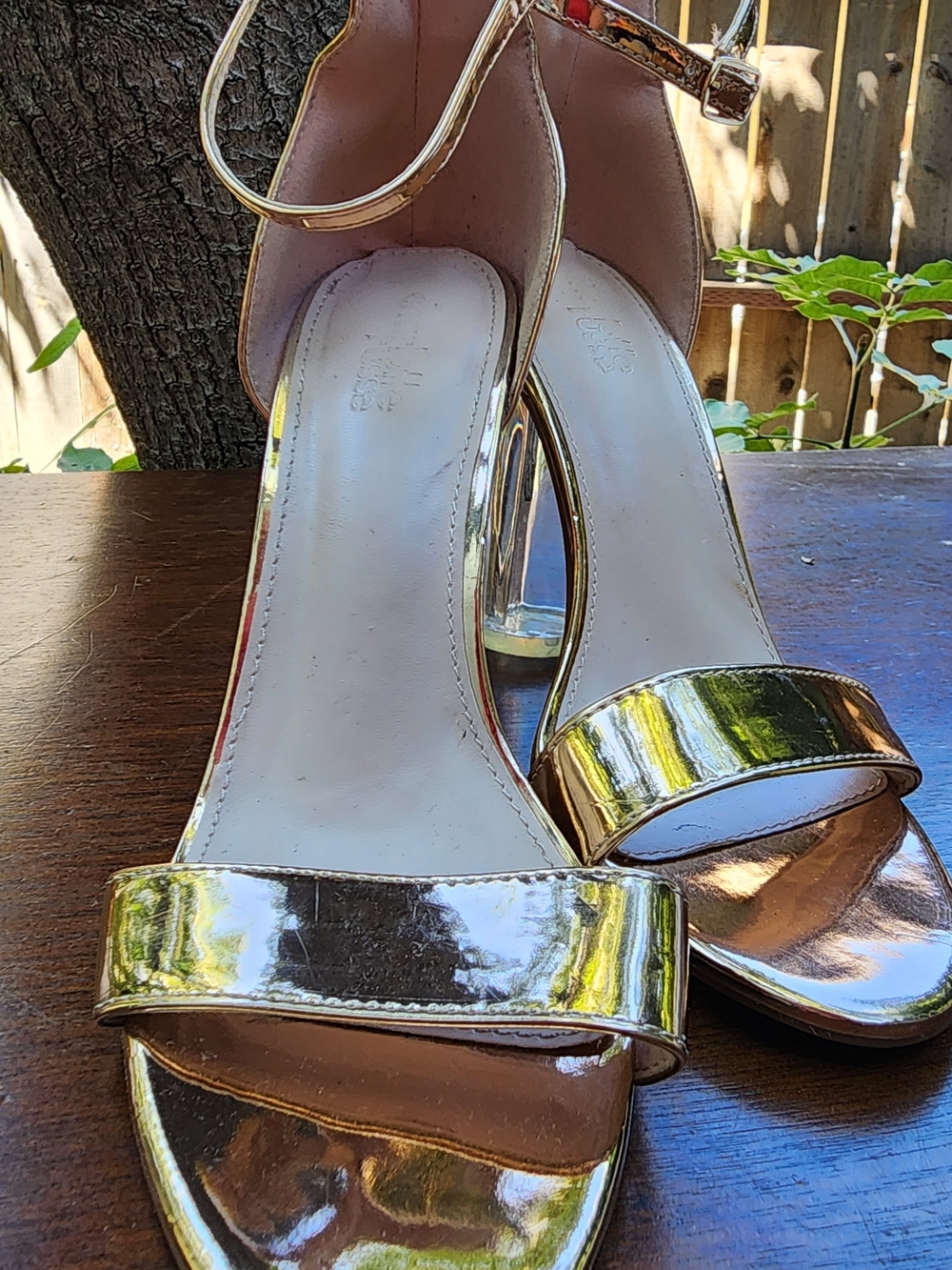 Charlotte Russe Rose Gold Metallic Clear Block Heels [9]